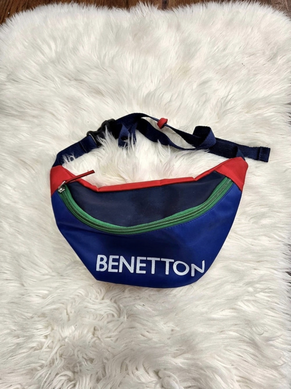 Benetton Color Block Belt Bag in Blue & Red